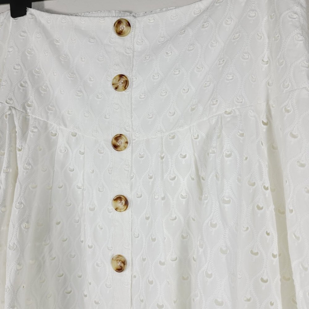 Maeve Button-Front Eyelet Lined Midi Skirt NEW - Picture 3 of 10